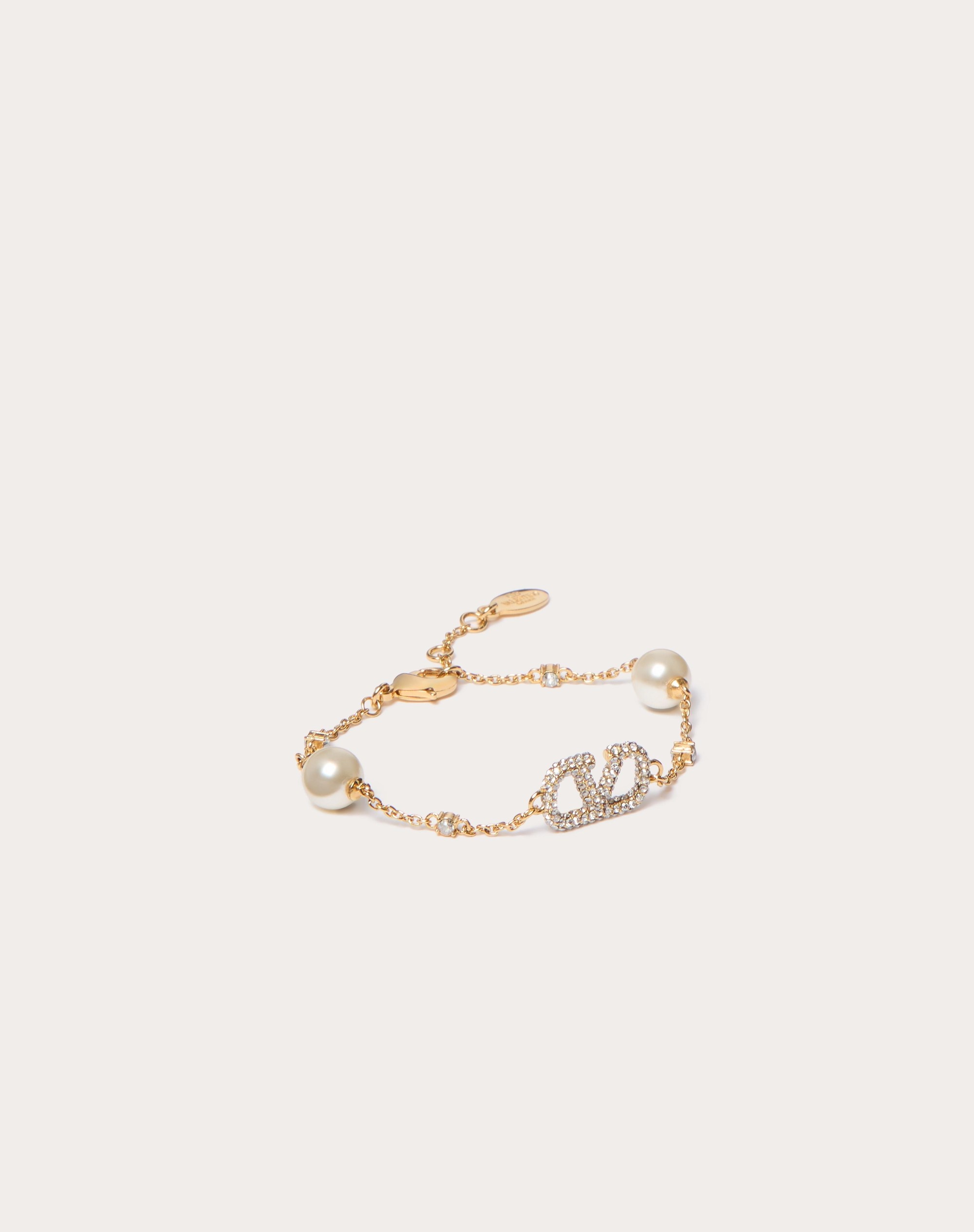 VLOGO SIGNATURE BRACELET IN METAL, SWAROVSKI® CRYSTALS AND PEARLS - 3