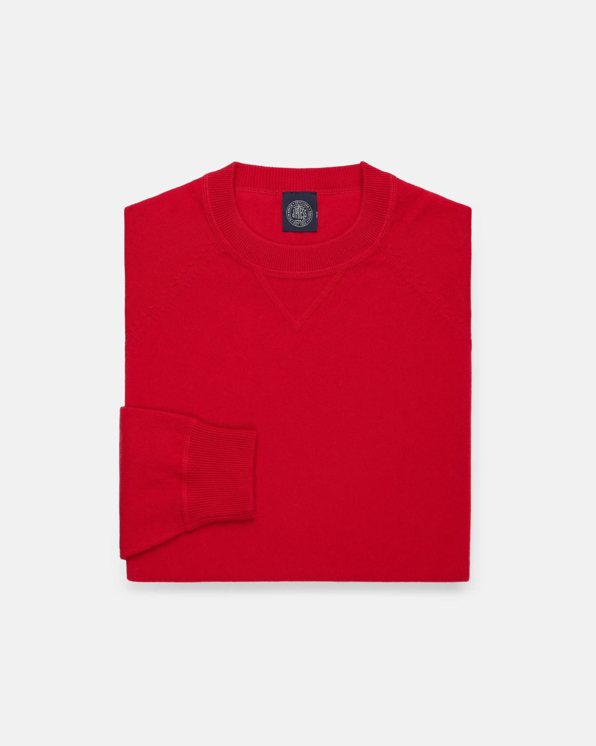 RED COTTON-WOOL CREWNECK SWEATSHIRT - TRIM FIT - 1