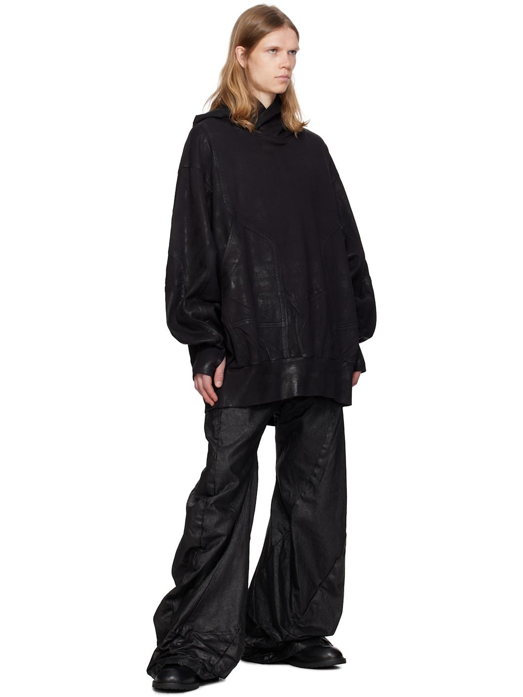 Black Coated Ilium Hoodie - 4