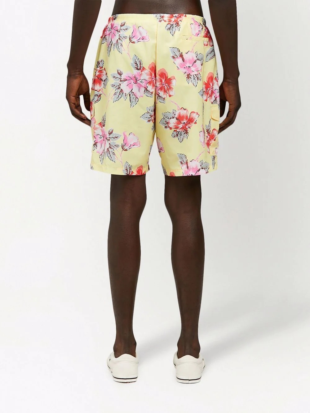 hibiscus-print cargo swim shorts - 4