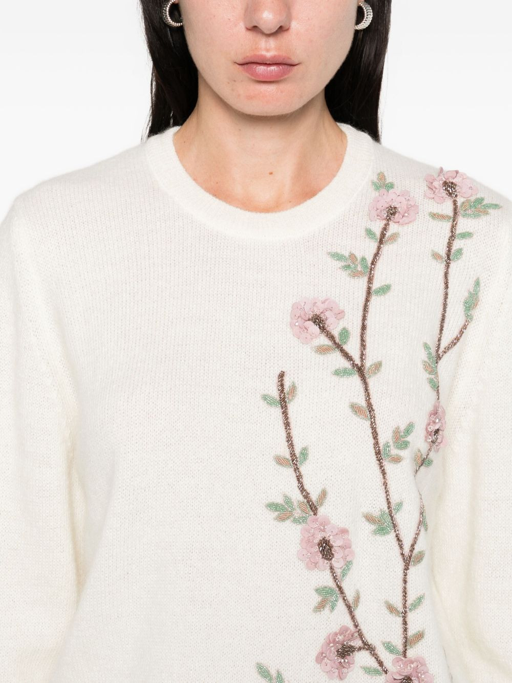 floral-embroidered sweater - 5