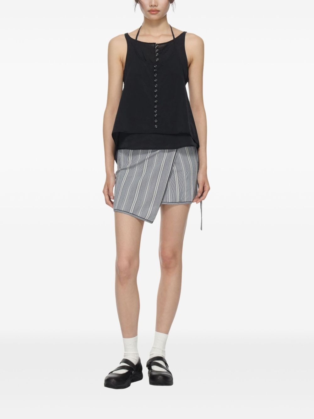asymmetric belted mini skirt - 2