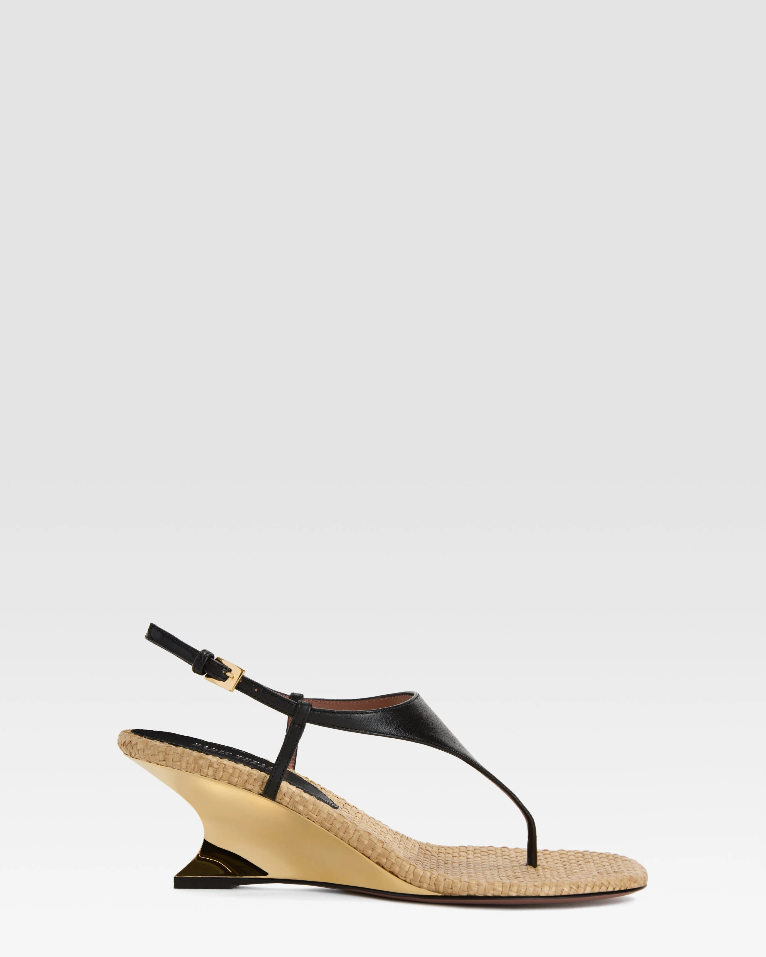 SANDAL IN NAPPA LEATHER AND RAFFIA - 1