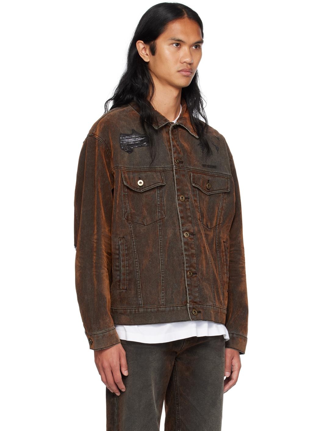 Brown Distressed Denim Jacket - 2