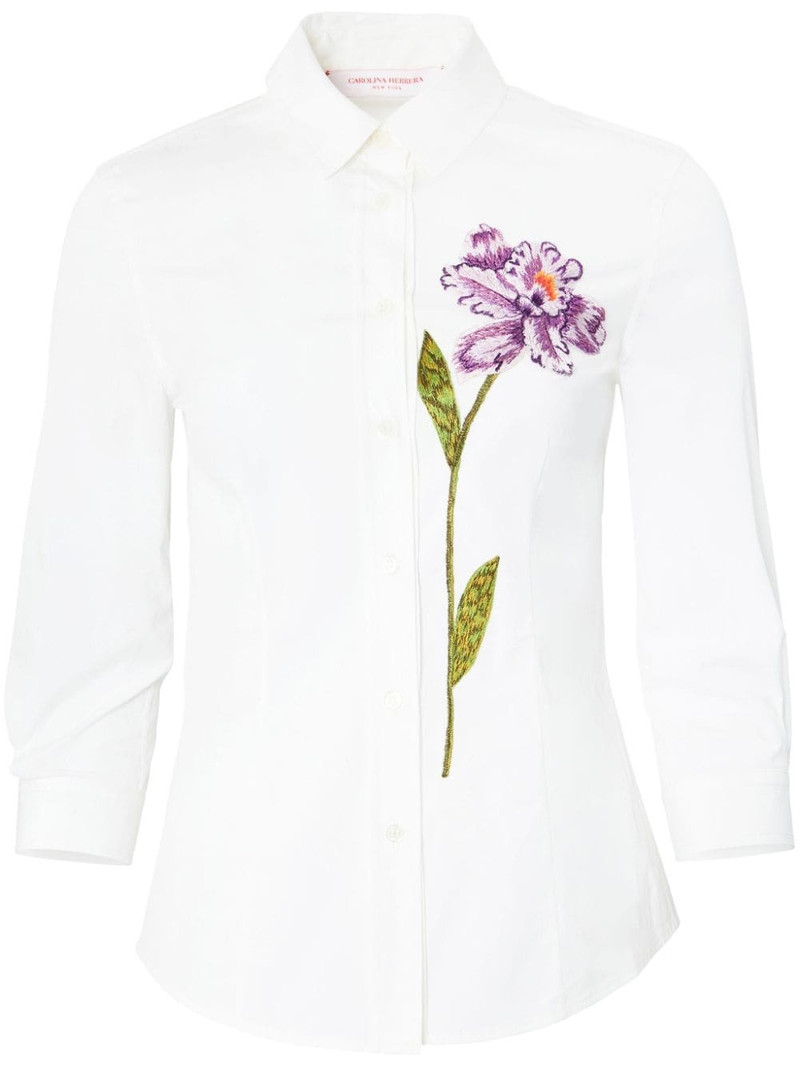 floral-embroidered cotton shirt 1