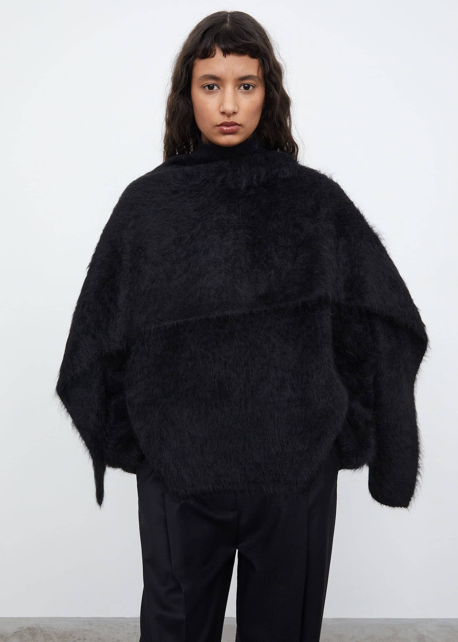 Alpaca knit scarf black - 2