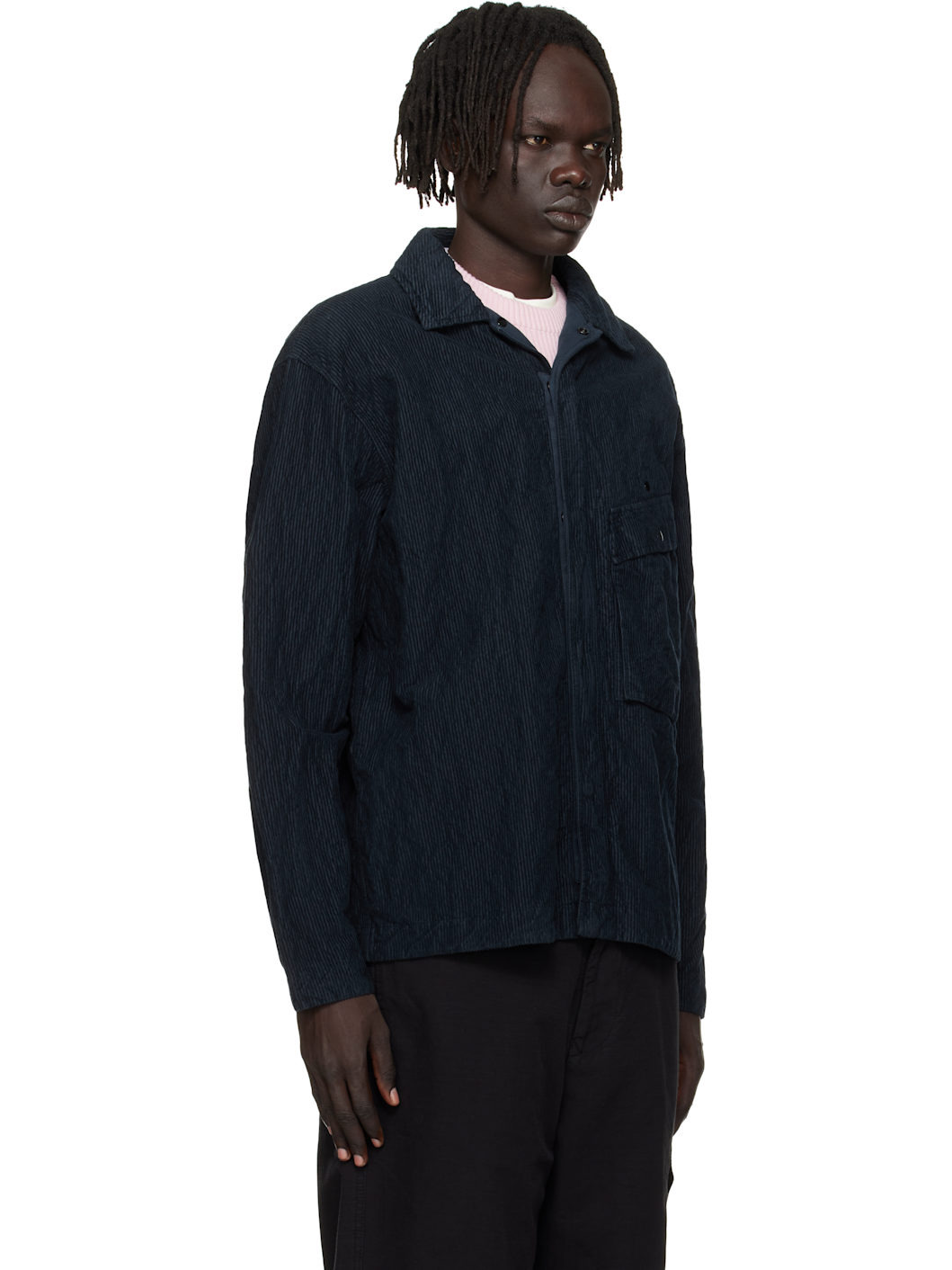 Navy 1200020  Wrinkled Corduroy 500-TC Overshirt - 2