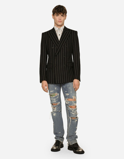 Dolce & Gabbana Double-breasted jacket in pinstripe stretch wool outlook