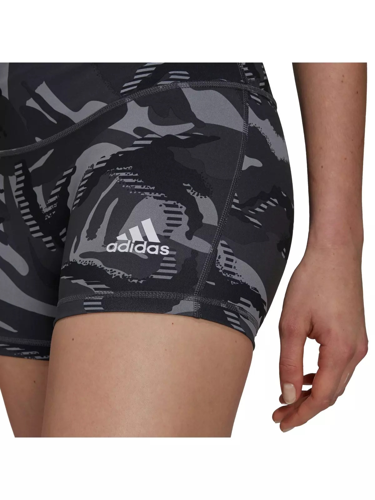 Women's Grey/Black 4-Inch Camo Short Leggings - 4