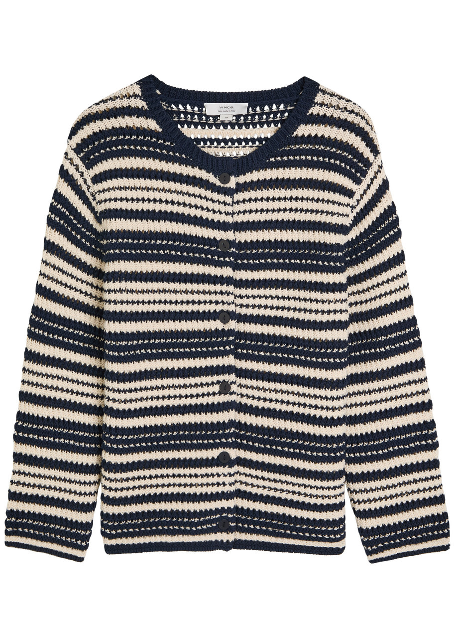 Vince Striped Cotton-knit Cardigan - 1