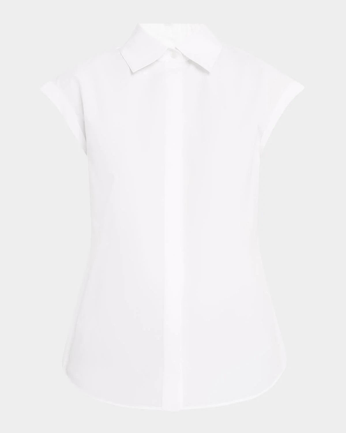 Fitted Cap-Sleeve Cotton Shirt - 1