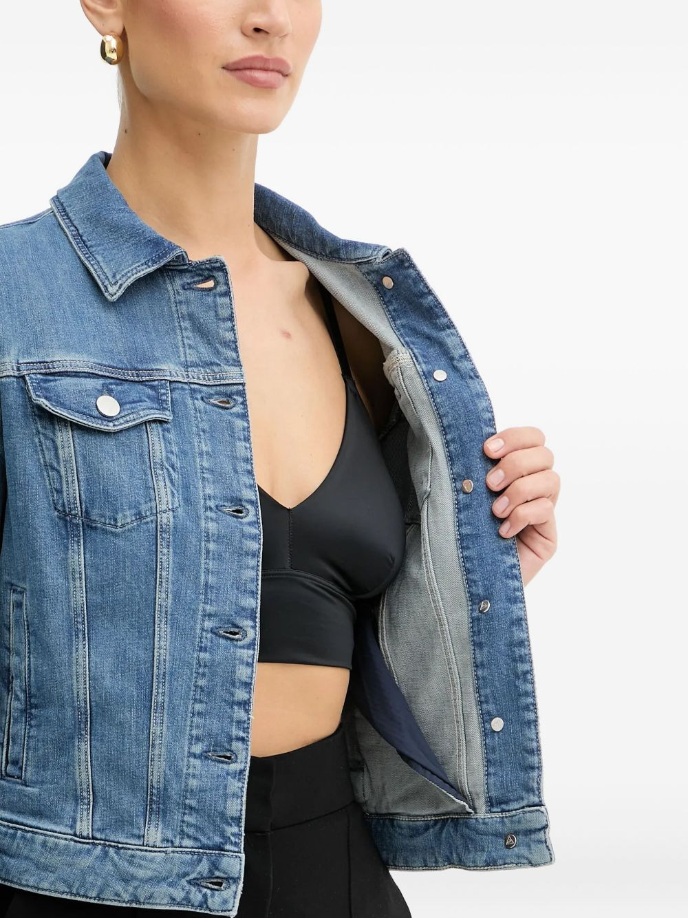 lace-up denim jacket - 4