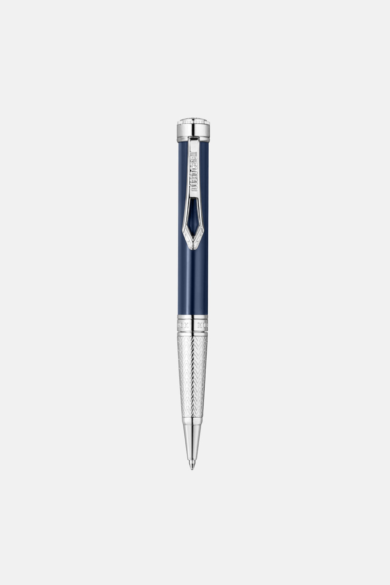 Roberto Cavalli Lacquer Ballpoint Pen, Silver Color & Dark Blue Lacquer 1