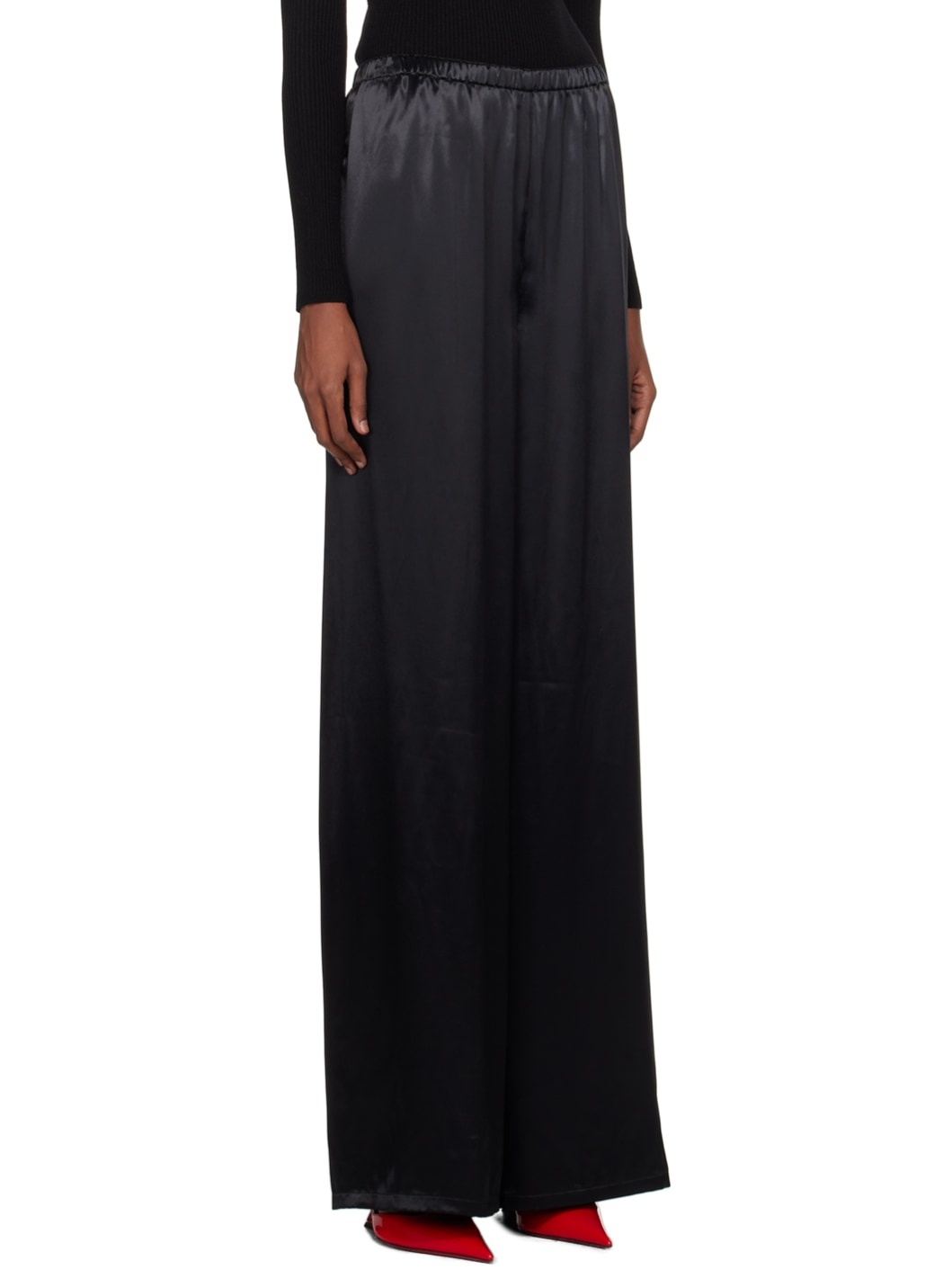 Black Fluid Trousers - 2
