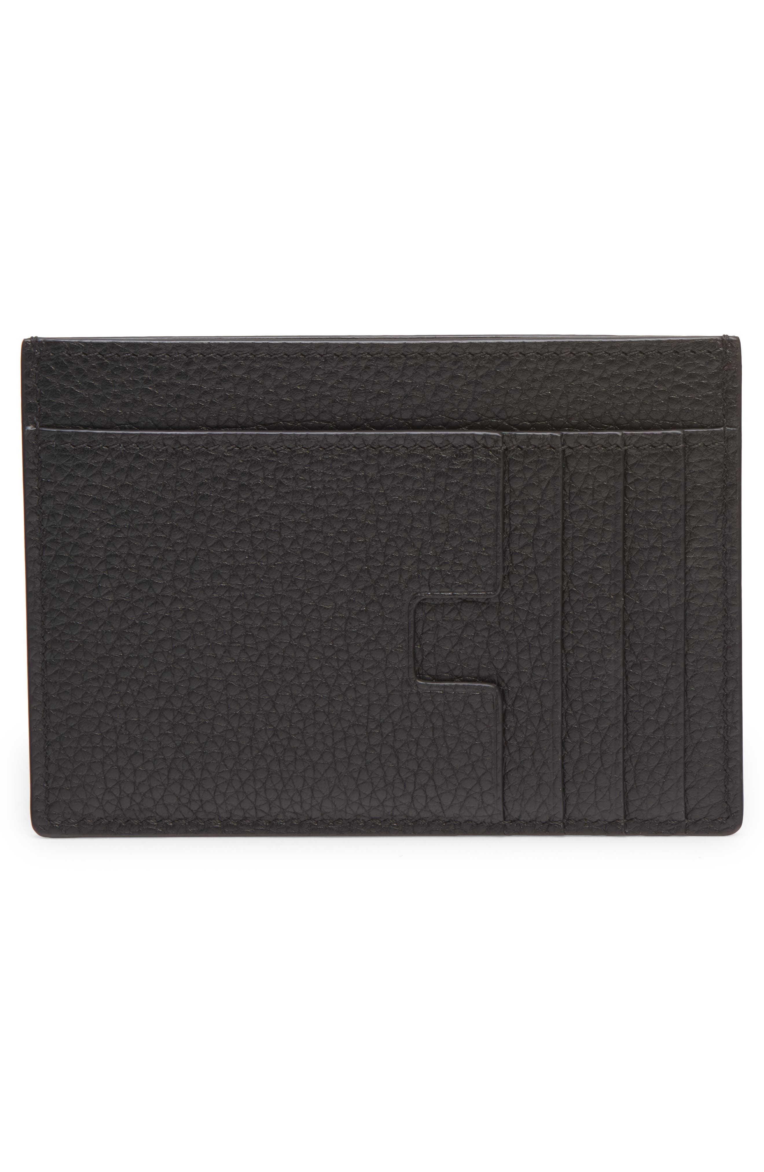TOM FORD Large T-Line Soft Grain Leather Card Holder in 1N001 Black at Nordstrom - 4