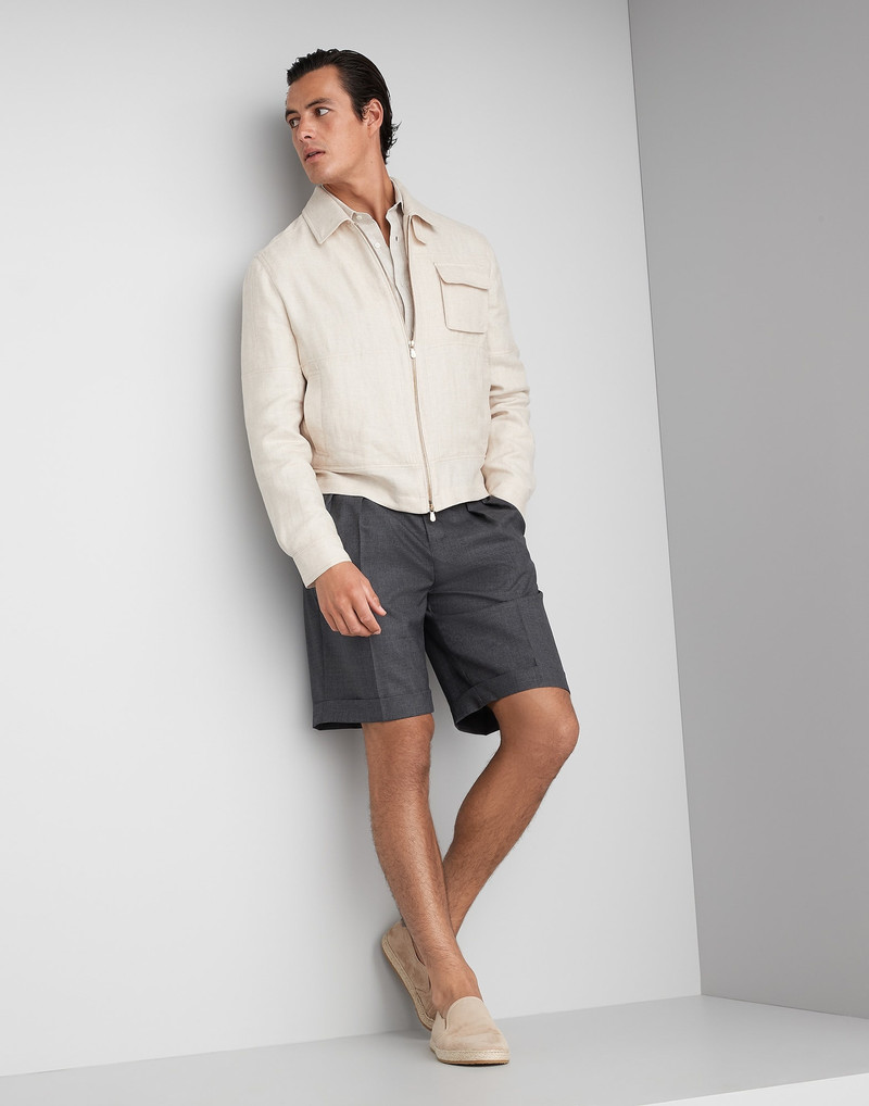 Virgin wool fresco Bermuda shorts with double pleats and waist tabs 4