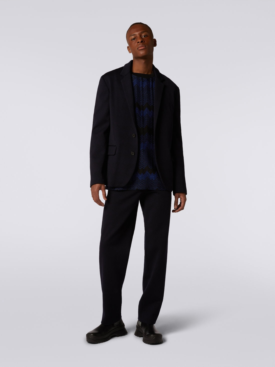 Wool blend jacket with chevron pattern - 2
