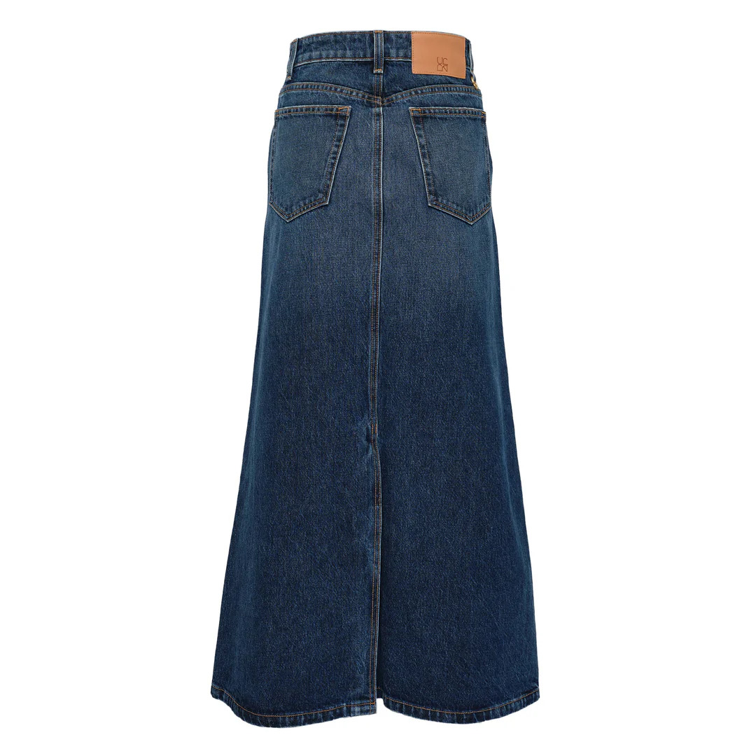 The Anais Denim Mid Rise Maxi Skirt - 2