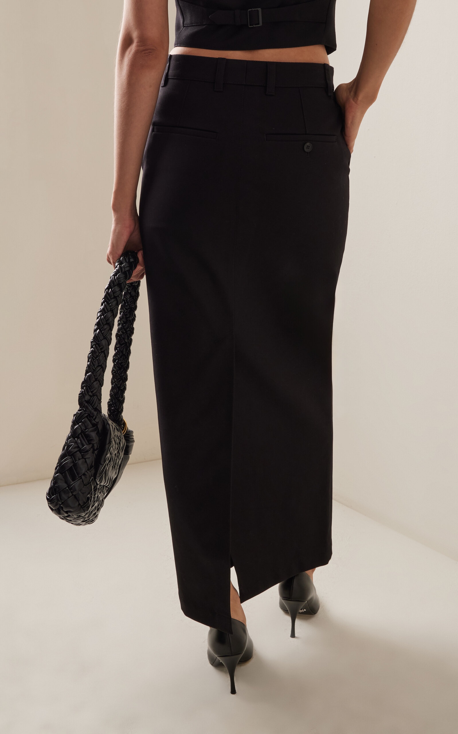 Cotton Drill Maxi Column Skirt black - 4