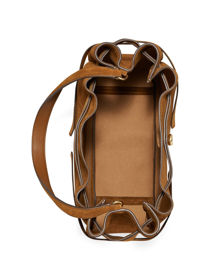 Women's Large Romy Suede Bucket Bag - Caramel 3