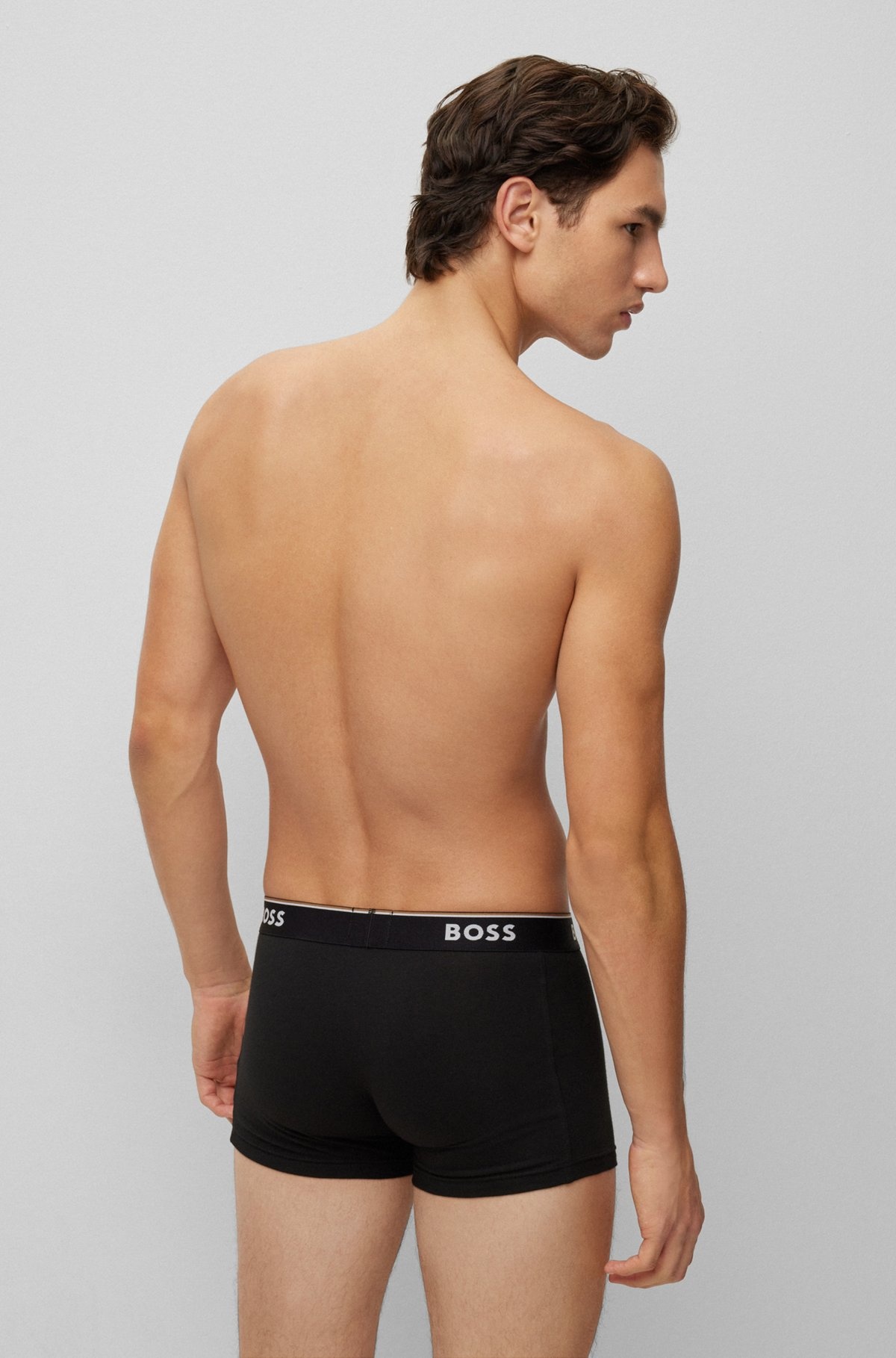 THREE-PACK OF STRETCH-COTTON TRUNKS WITH LOGO WAISTBANDS - 3
