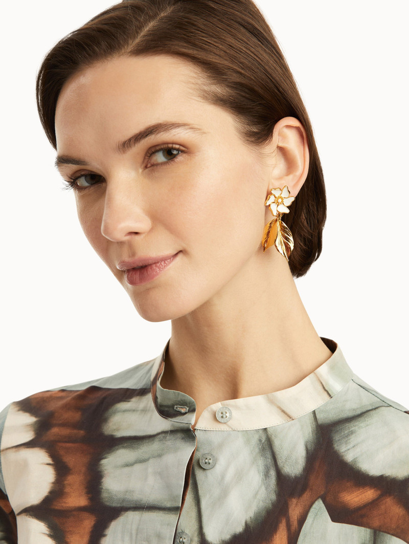 Oscar de la Renta ENAMEL CHERRY BLOSSOM LEAF EARRINGS outlook