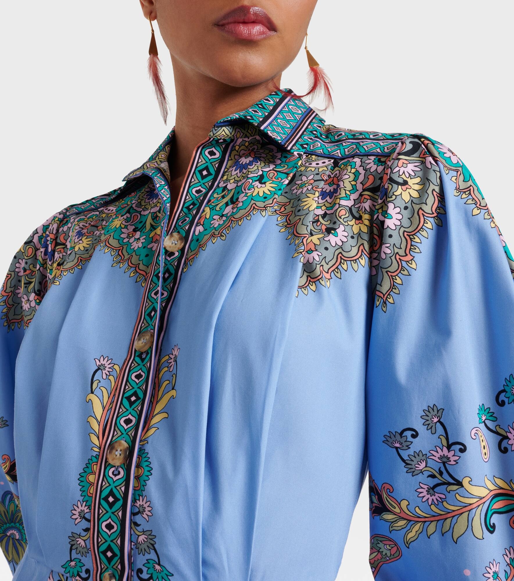 Printed cotton shirt dress - 4