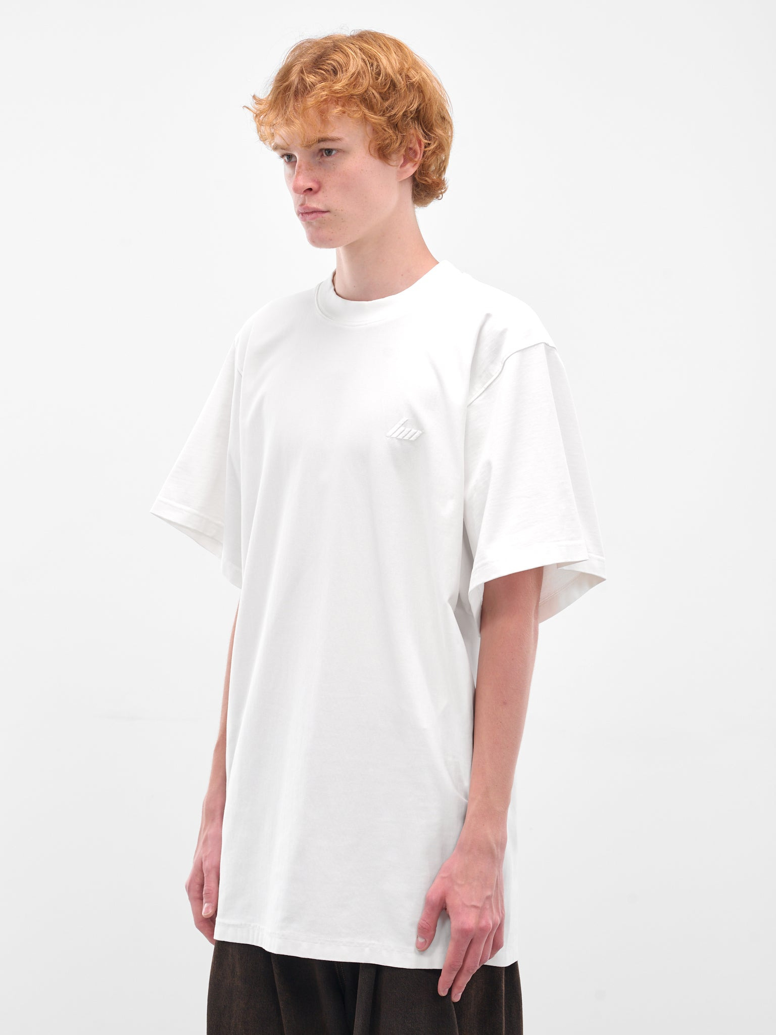 White Oversized Embroidered Tee - 2