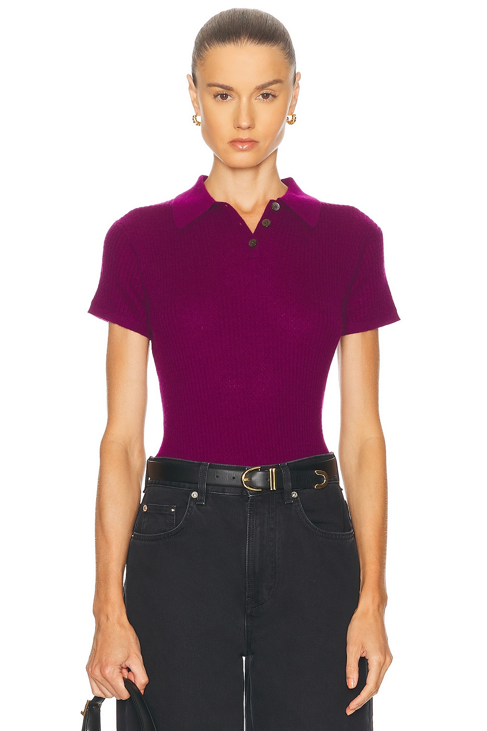 Shrunken Cashmere Polo Top - 1