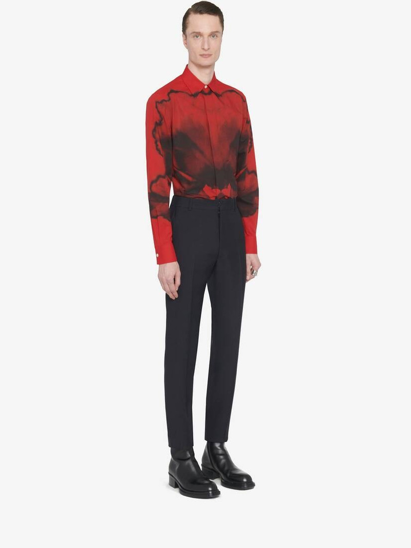 Men's Ink Flower Shirt in Red/black 3