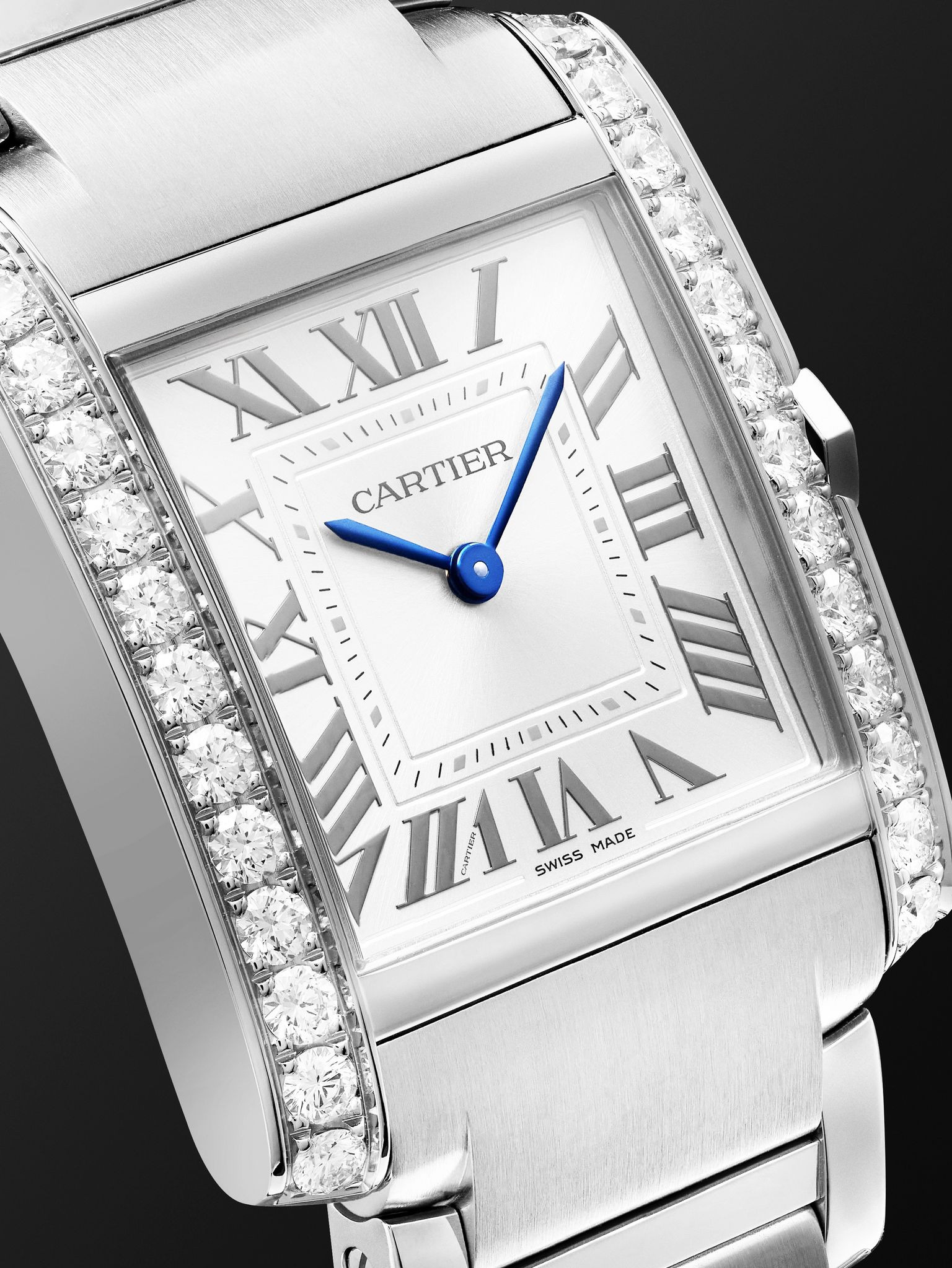 Tank Française Medium 32mm Stainless Steel Diamond Watch, Ref. No. W4TA0028 Silver - 5