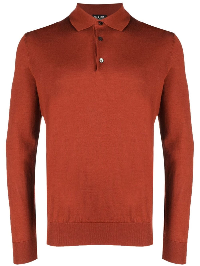 long-sleeved knit polo shirt 1