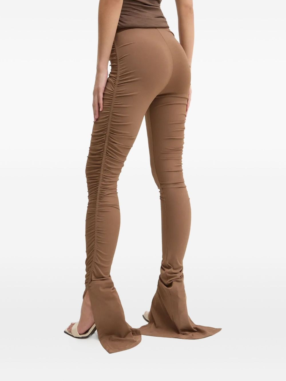 ruched split-hem trousers - 4