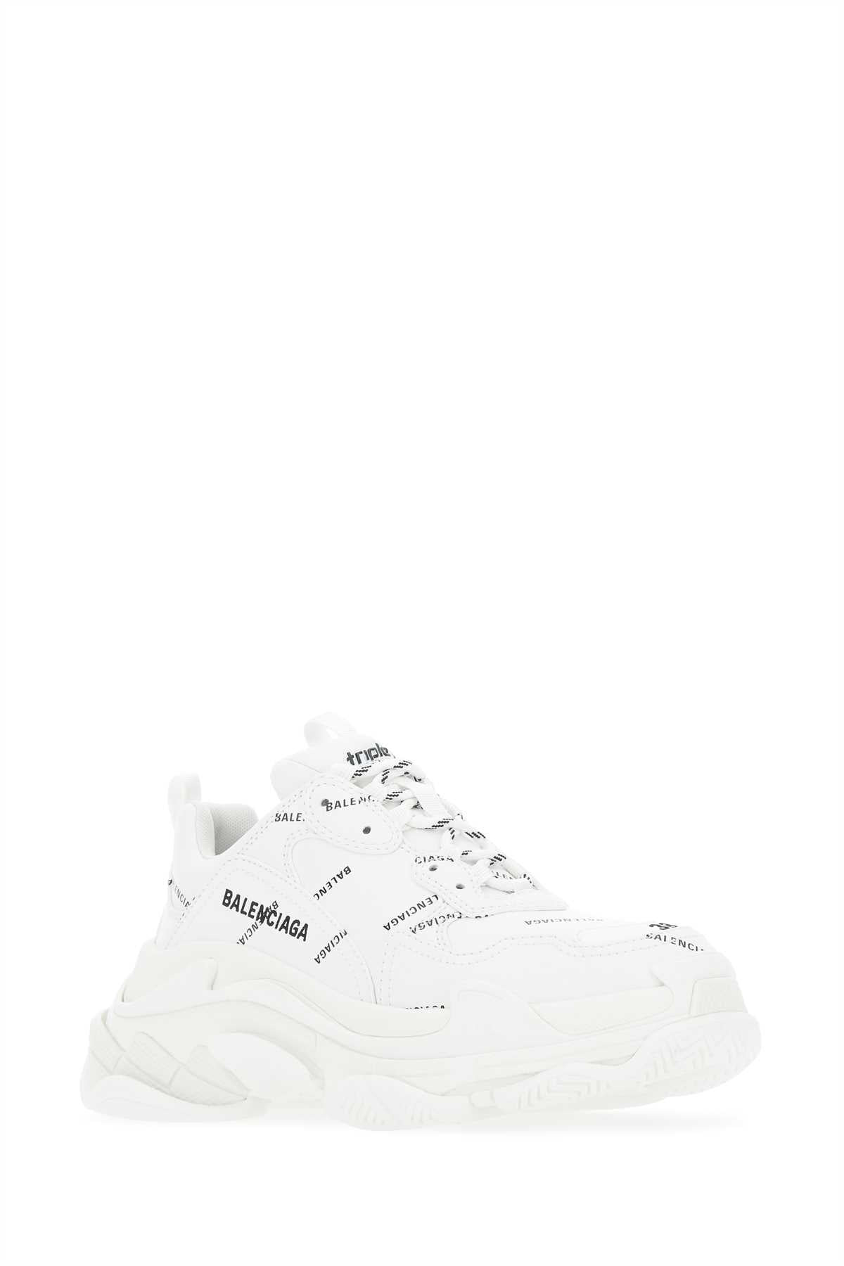 Balenciaga Women White Synthetic Leather Triple S Sneakers - 2