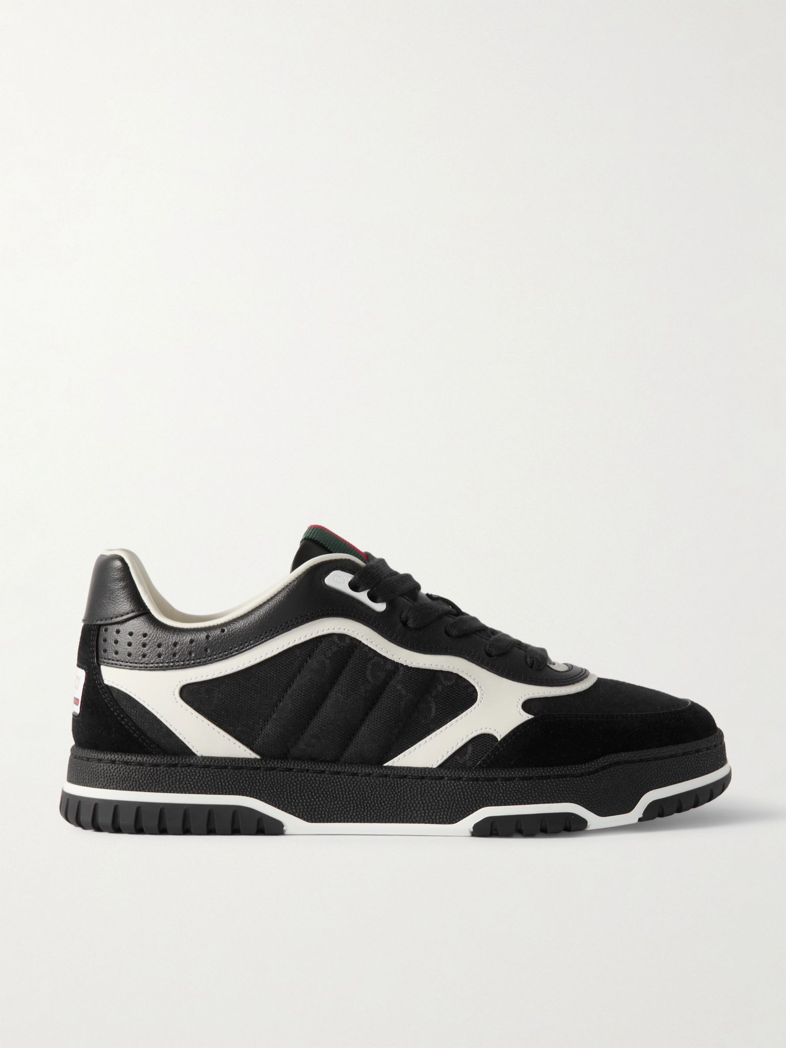 Re-Web Suede and Webbing-Trimmed Canvas and Leather Sneakers Black - 1