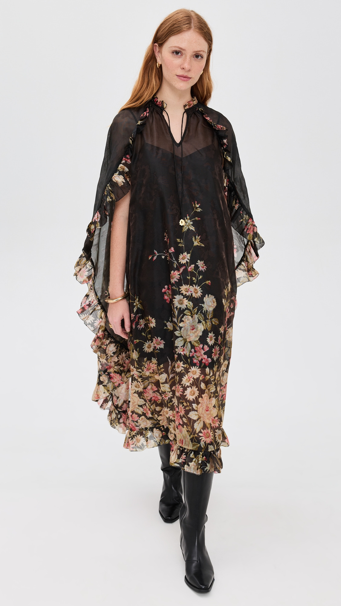 Jolie Print Caped Midi Dress - 1