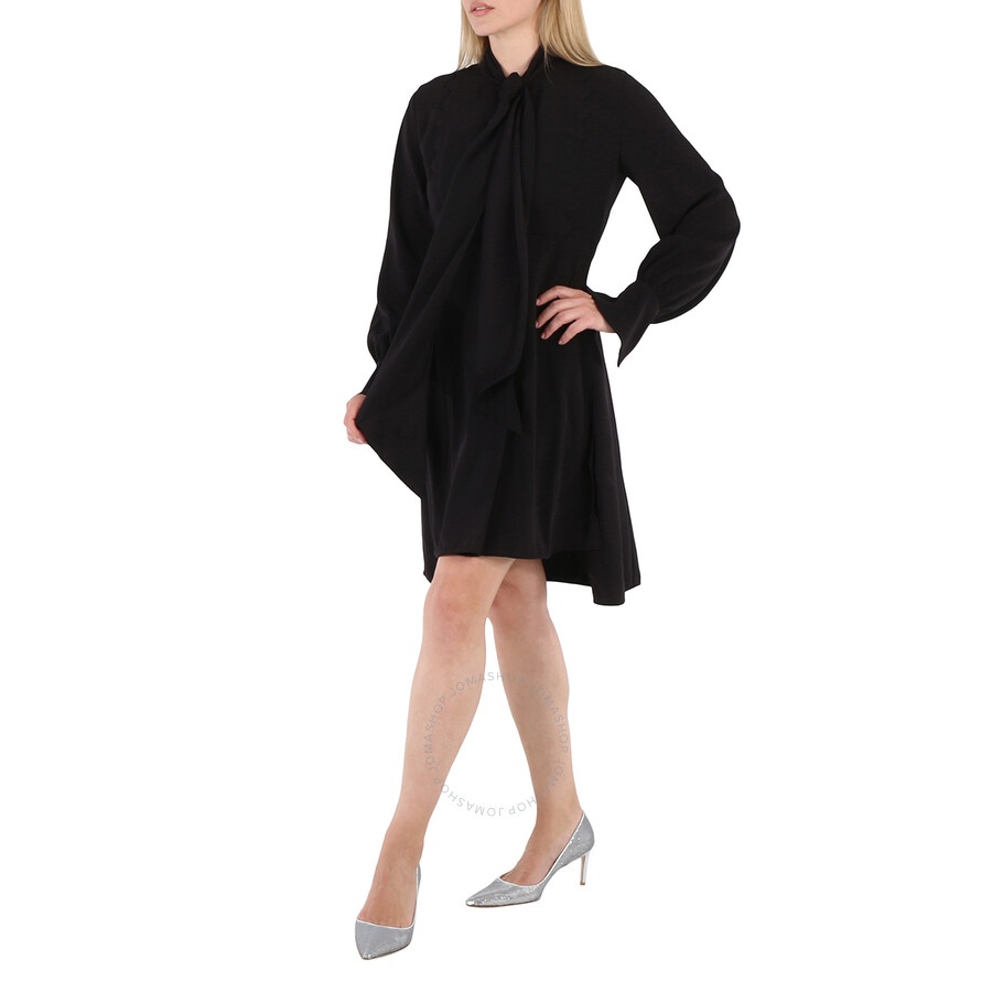 Chloe Ladies Black Pussy Bow Scallop Shift Dress - 5