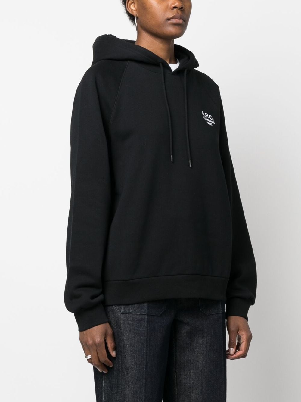 logo-embroidered cotton hoodie - 3