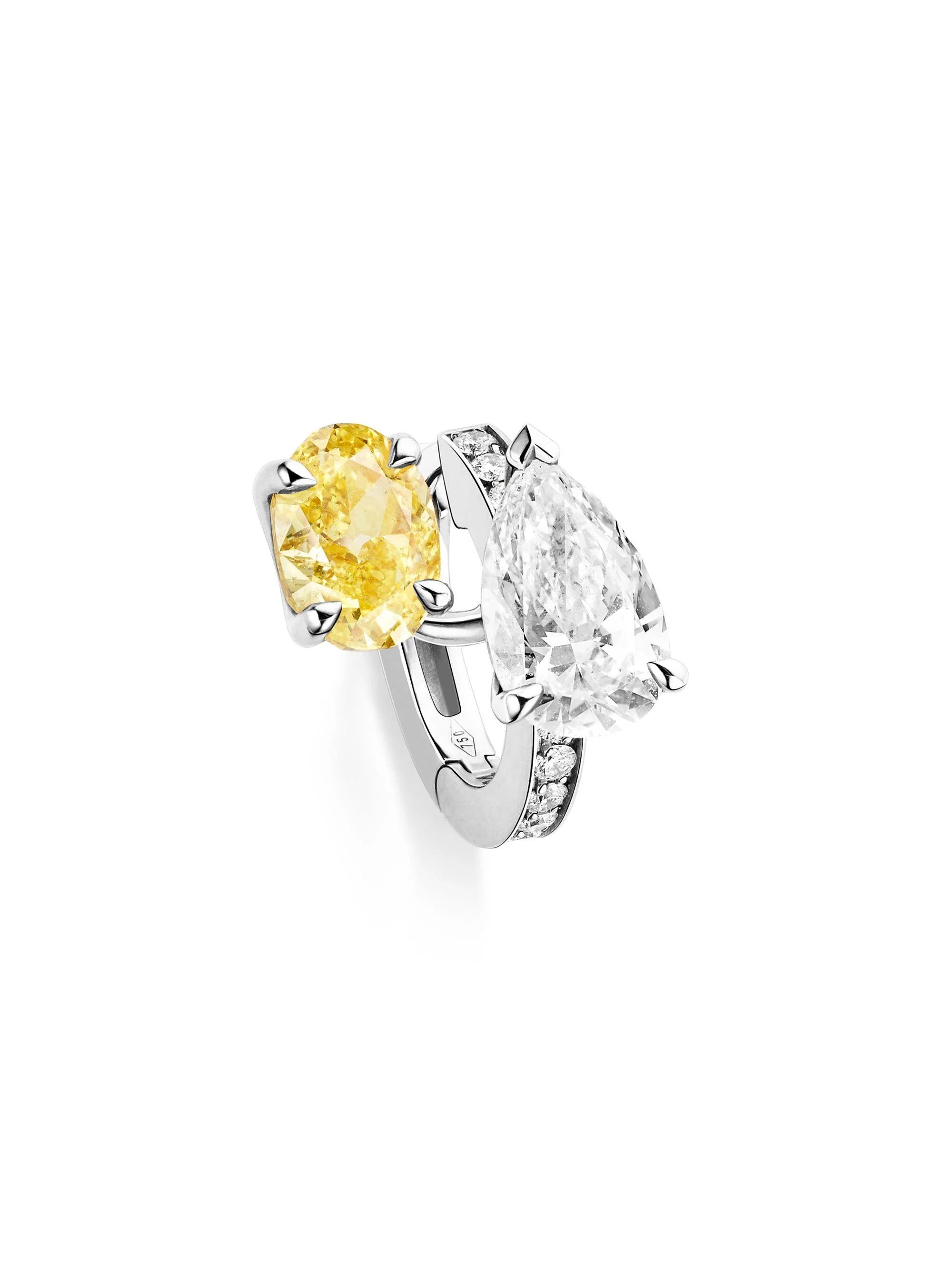 Women's Serti Sur Vide 18K White Gold & 1.05 TCW Diamond Single Hoop Earring - White Gold - 1