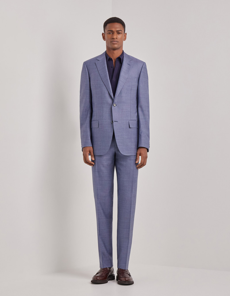 LIGHT BLUE DENIM-EFFECT WOOL REGULAR-FIT SUIT 3