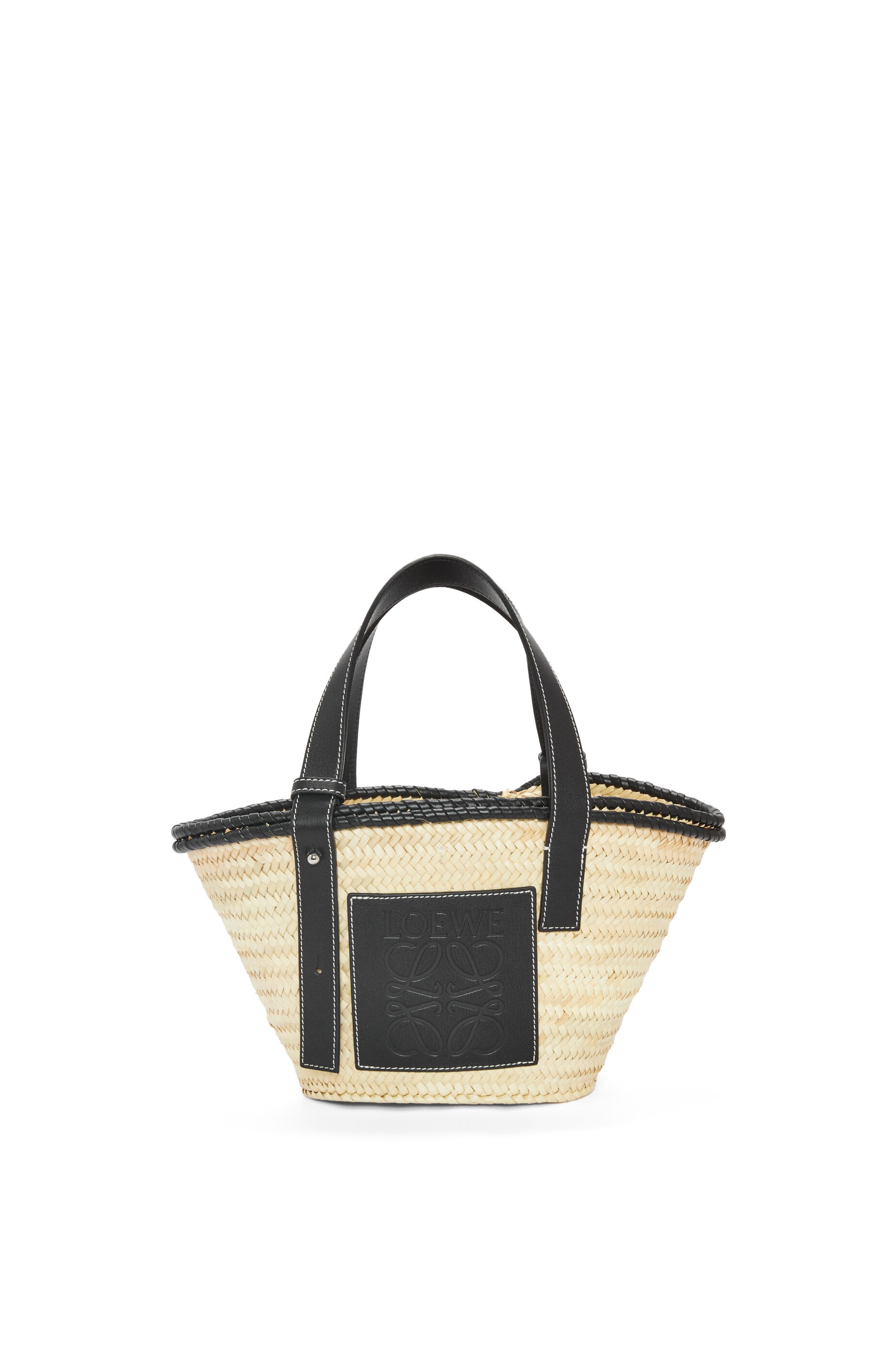 Small Inlay Basket bag in palm leaf and calfskin - 1