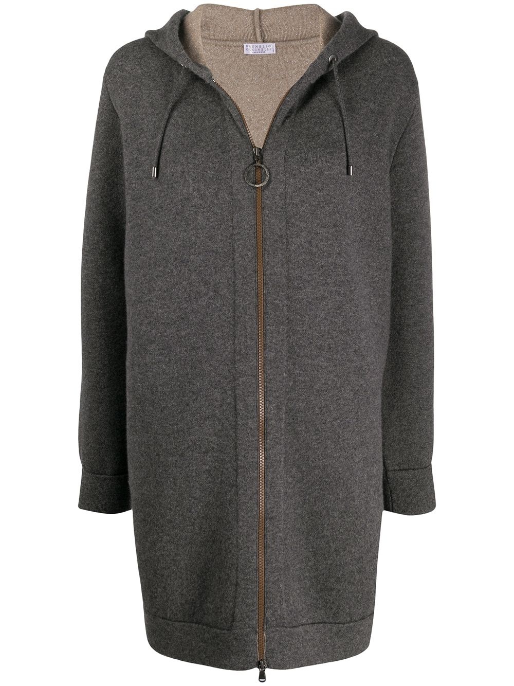 elongated zipped hooded cardigan - 1