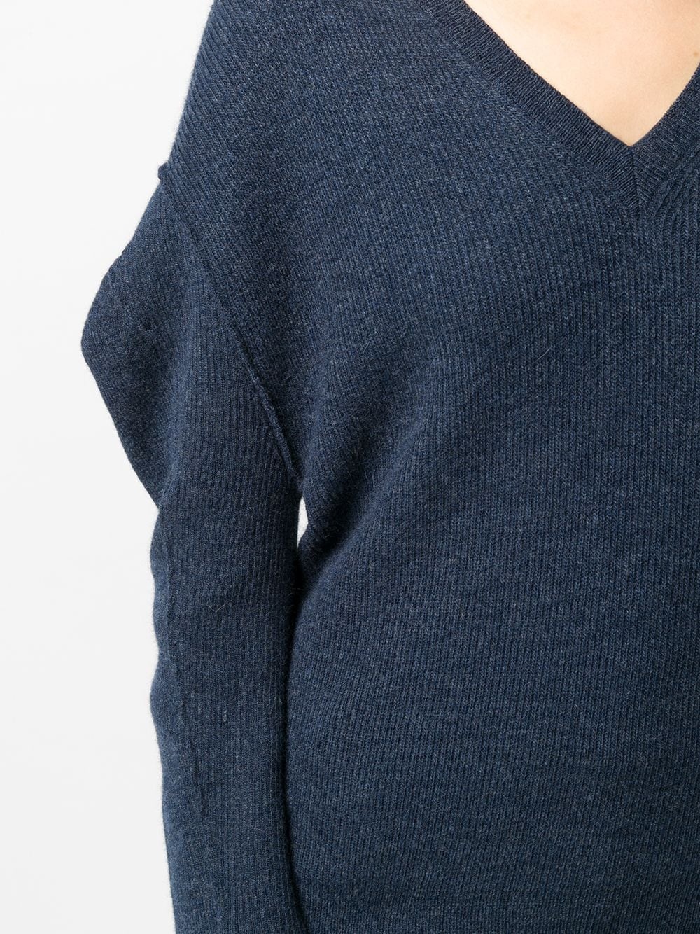 knitted V-neck jumper - 5