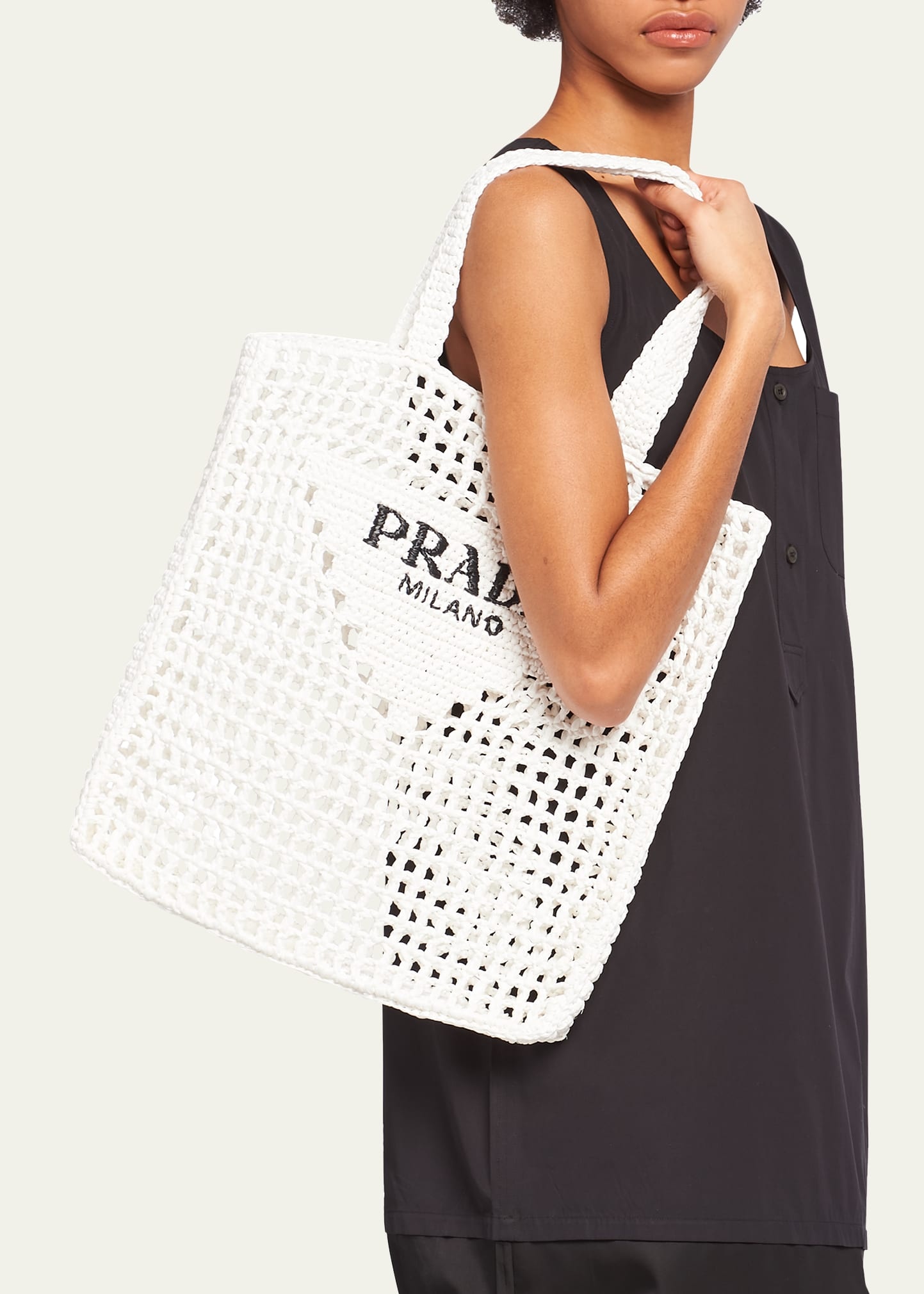 Bicolor Woven Logo Shopper Tote Bag - 2