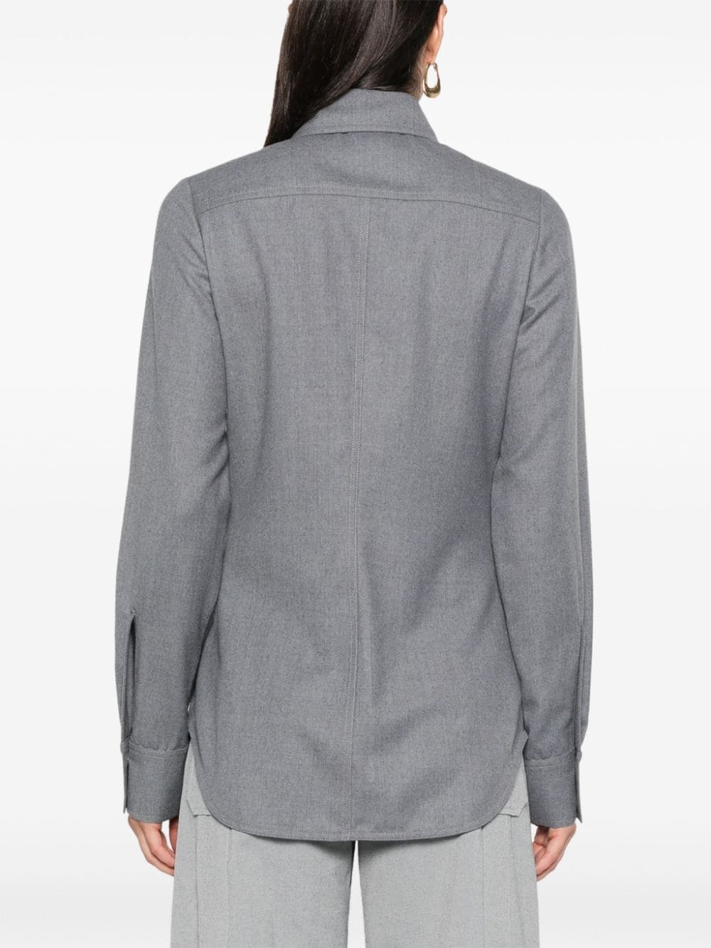 clasp-embellished wool shirt - 4