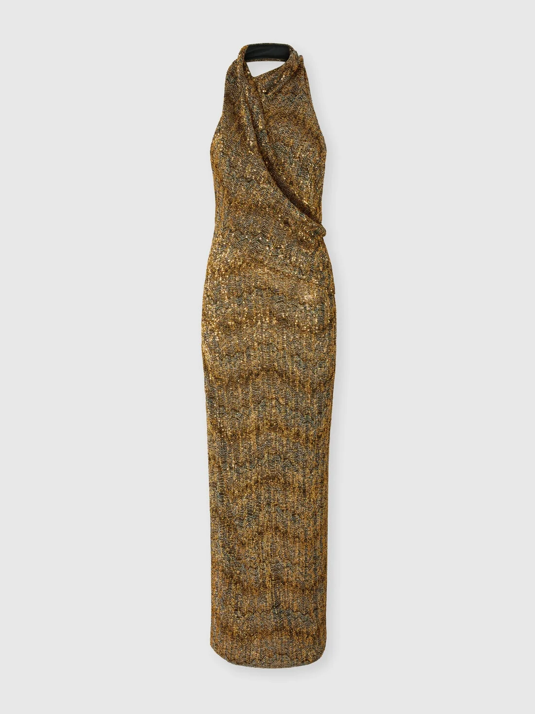 Long halterneck dress with sequins - 1