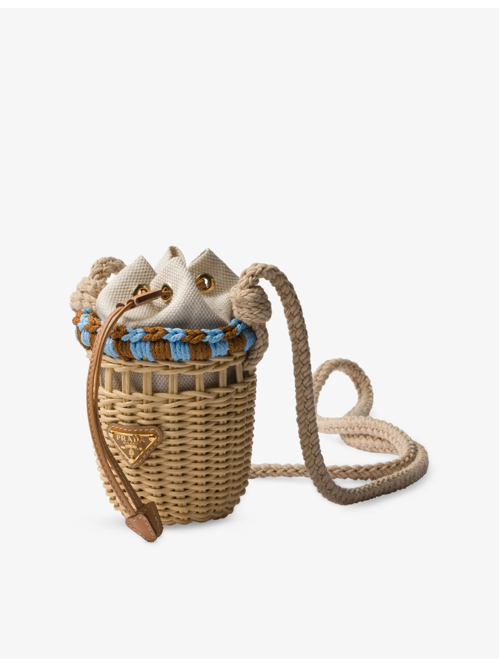 Logo-Embellished Wicker Basket Bag - 2