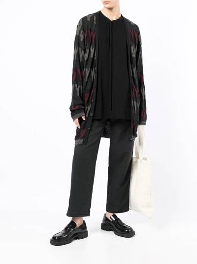 Yohji Yamamoto intarsia-knit logo V-neck cardigan outlook