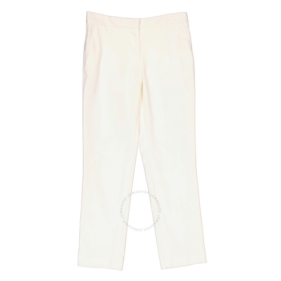 Burberry Optic White Silk Side Stripe Technical Wool Tailored Trousers - 1