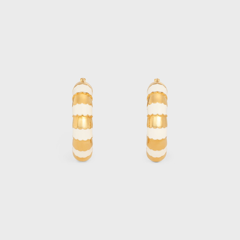 Frosted Hoops in Enamel and Brass with Gold Finish 4